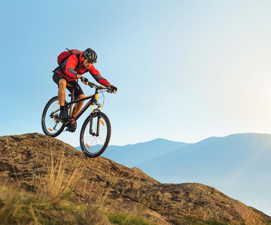 Mountainbiker auf einem Berg